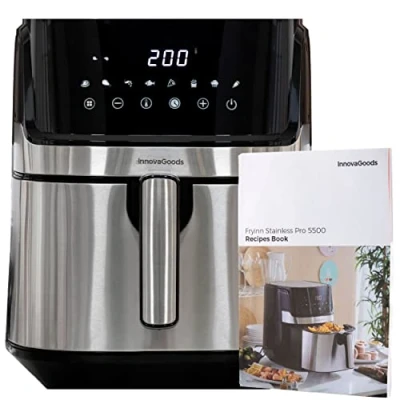 Imagen de InnovaGoods® freidora sin Aceite 5,5L, air fryer 1700W, 100 recetas en ES, aire con 8 programas, pantalla táctil cesta antiadherente temporizador y flujo de 360 ideal para 3 5 personas