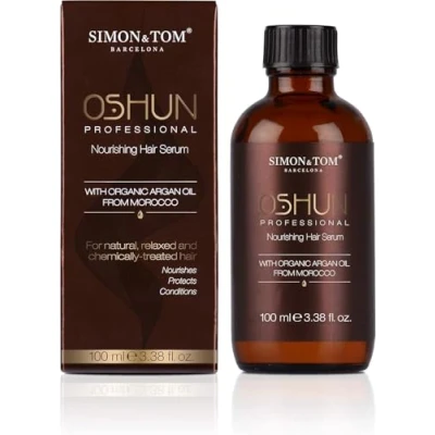 Imagen de Simon&amp;Tom Oshun, Sérum Capilar Nutritivo de Argán Puro, Tratamiento Reparador Cabellos Dañados, Nutre, Suaviza y Protege, Rizos Definidos, Protector Térmico, 100ml