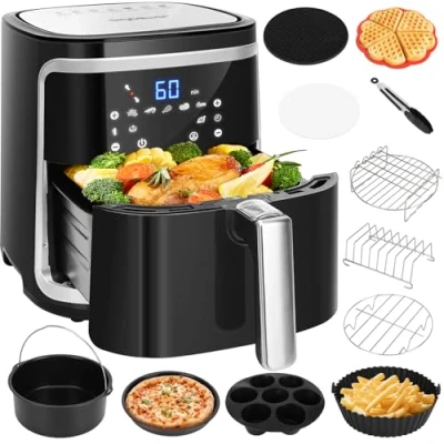 Imagen de Freidora de Aire Aigostar XXL 7L/2Kg + Doble Cesta Independiente &amp; Set Accesorios 12 en 1 para Freidoras ≥5.5L