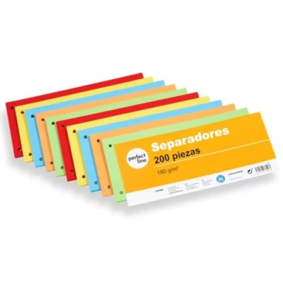 Imagen de perfect line 200 separadores para archivador A4, de cartón reciclado, fabricación en Alemania, 5 colores, perforado