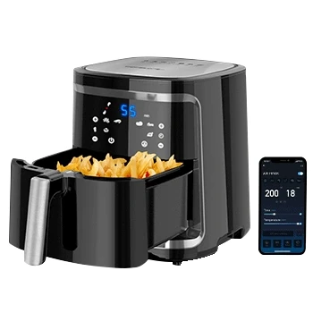 Imagen de Aigostar Cube Smart Freidora de aire inteligente sin aceite, Conexión Wifi, 1900W, 7L, modo manual, Pantalla LED táctil, 7 funciones preestablecidas + mantener caliente y Libre BPA