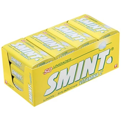 Imagen de Smint Tin Limón, Caramelo Comprimido Sin Azúcar 12 unidades de 35 gr. (Total 420 gr.)