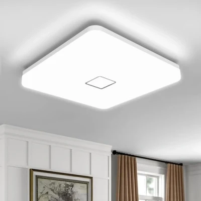 Imagen de Öuesen LED 24W lámpara de techo resistente al agua moderna luz Cuadrado delgada 2050lm Blanco frío 5000K para baño Dormitorio Cocina Sala estar Comedor Balcón Pasillo
