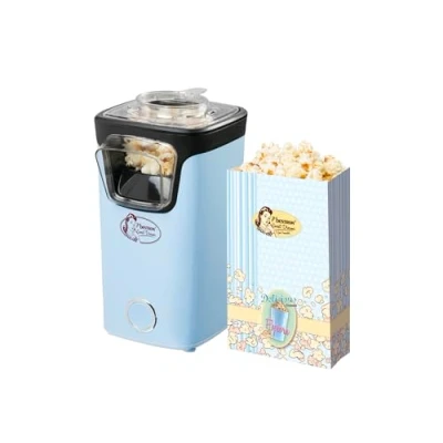 Imagen de Bestron palomitas turbo en menos de 2 minutos, máquina con tecnología aire caliente, incluye 10 bolsas y vaso medidor integrado, colección Sweet Dreams, color: azul