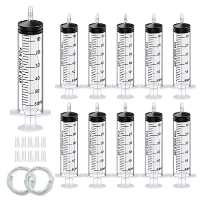 Imagen de 60ml Esteril Jeringa de Plastico Sin Aguja con Tapa, 15Pack Desechable, Herramientas Medición Dispensación para Laboratorios Mascota,Perfumes,Lubricantes,Sellantes (60ml)