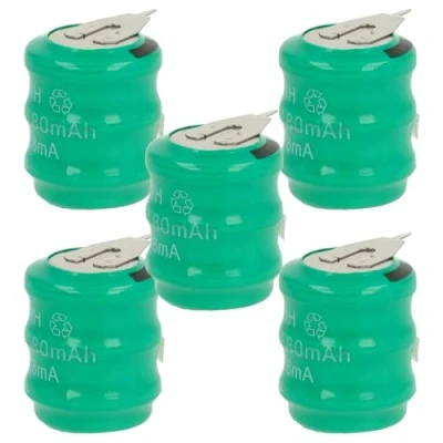Imagen de vhbw 5X NiMH Batería de botón Repuesto Tipo 3/V80H 2 Pines 80 mAh 3,6 V Compatible para lámparas solares, etc.