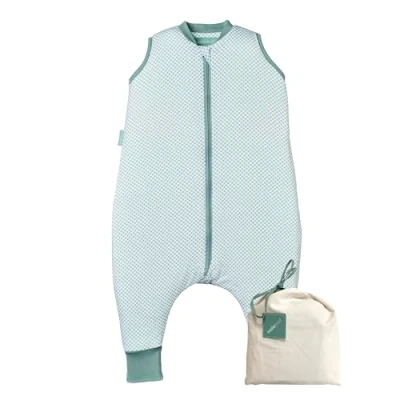 Imagen de molis&amp;co Pijama Manta con Pies 1.0 TOG 100 cm (4 años) Ideal para Primavera y Otoño 100% Algodón (Oeko Tex 100) Vichy Green