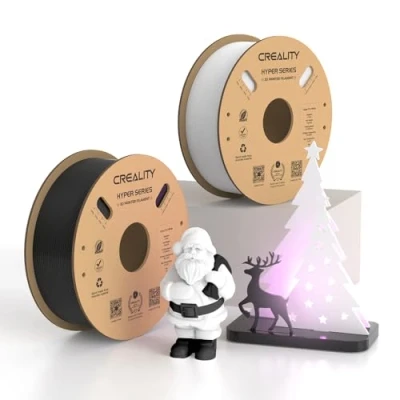 Imagen de Creality filamento Hyper PLA, oficial para impresoras 3D de alta velocidad impresión 1,75 mm, precisión dimensional +/ 0,02 2 kg (2 bobinas 1 cada una), blanco y negro