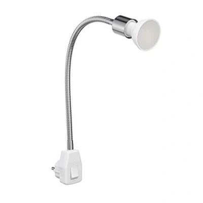 Imagen de ledscom.de Lámpara de casquillo LESCH lectura Cuello cisne, interruptor, cromo incl. GU10 LED 6.826W 630lm 100 blanco cálido