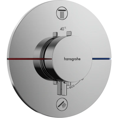 Imagen de hansgrohe ShowerSelect Comfort S, termostato empotrado , grifo con botón de seguridad (SafetyStop) a 40 C, redondo para ducha y bañera, mezclador 2 funciones, cromo