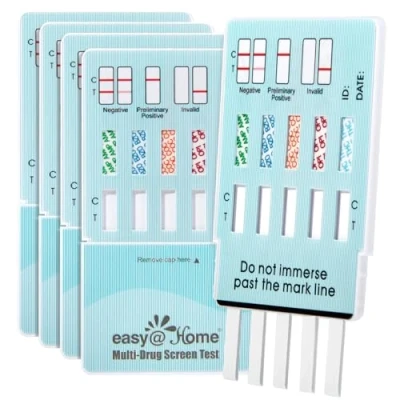 Imagen de Easy@Home 5 x Test de Multidrogas Orina, Detecta Cocaína (COC), Marihuana (THC), Opiáceos 2000, Anfetamina (AMP), Benzodiacepinas (BZO) Pruebas para la detección Drogas