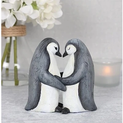 Imagen de ArkiFACE FO_29938 Penguin Partners for Life Ornamento 2 Unidades. 218 g, Sombrero Pato 11 cm Blanco.Gris