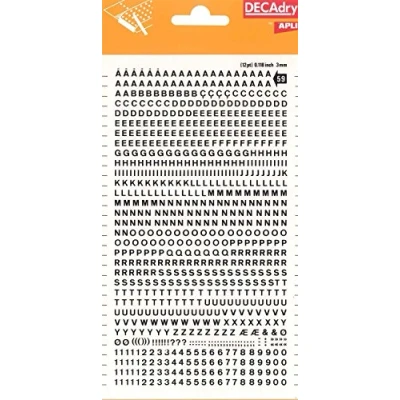 Imagen de APLI DD59F Letras y números transferibles negros 3 mm, 795 caracteres
