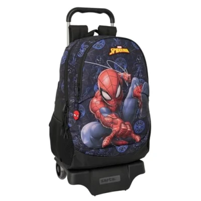 Imagen de Safta SPIDERMAN ATTACK Mochila Escolar con Carro, Ideal para Niños de Diferentes Edades, Cómoda y Versátil, Calidad Resistencia, 33x15x43 cm
