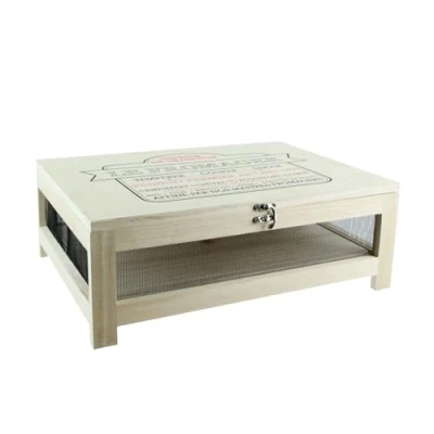 Imagen de Cook Concept Totally Addict CMKA2362 Caja QUESOS C/Bandeja, Madera Acero Inoxidable, Beige, H14,8 x 27 39 cm