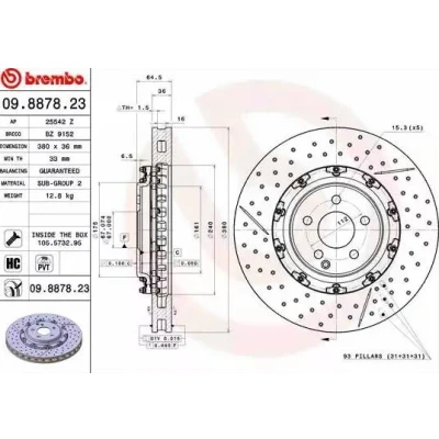 Imagen de BREMBO TWO PIECE FLOATING DISCS LINE 09.8878.23 Disco de freno MERCEDES BENZ: SL Cabrio, CLS Coupé
