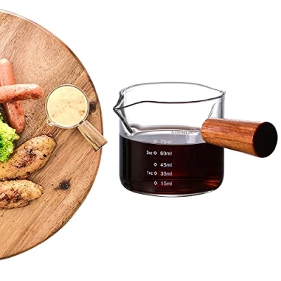 Imagen de Cuencos para Postres, Pequeños Salsa de Soja, Olla Leche, Cacerola Salsa, Cacerolas Leche con Mango Madera, Fácil Limpiar, Espresso, (100ML)