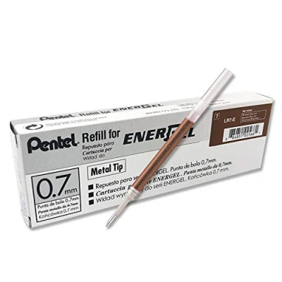 Imagen de Pentel Recambio Energel retráctil con punta de bola. Escritura en color marrón Pack 12