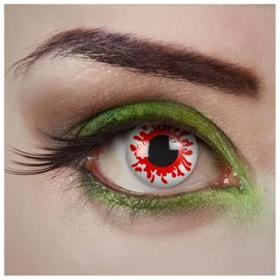 Imagen de aricona lentes de contacto colores lentillas diarias Bloody Mary rojo blanco para Halloween y fiestas disfraces