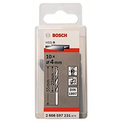 Imagen de Bosch 2 608 597 231 Pack de 10 brocas para carrocerías HSS R, DIN 1897 (4 x 22 55 mm)