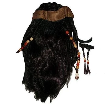 Imagen de NEZIH Disfraz De Halloween Para Hombre Pirata Adulto Capitán Jack Sparrow Pelucas Sombrero Piratas Del Caribe Accesorios Cosplay, Con Gorro Peluca, Decoración