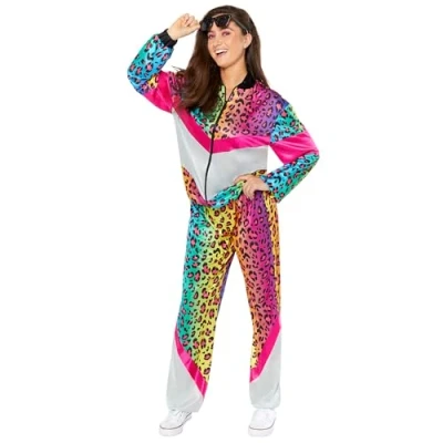 Imagen de amscan 9919053 Disfraz Unisex de 1980 con Estampado Animales neón para Adultos, Talla S, Multicolor, Size: Small