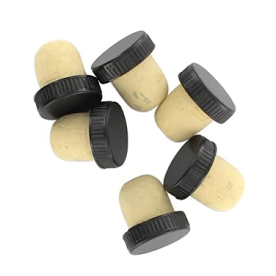 Imagen de FACKELMANN Tapones de corcho para botellas vino 25mm, y plástico Colores aleatorios. 6uds.