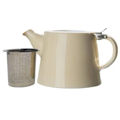 Imagen de McEntee&#039;s Cara Tetera de cerámica para té crema, 510 ml (1 2 tazas) con infusor extraíble acero inoxidable