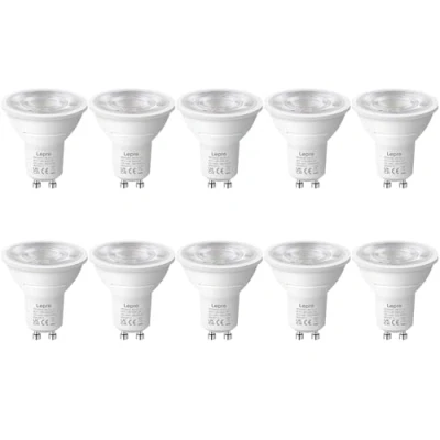 Imagen de Lepro Bombilla LED GU10, 4W Equivalente a 50W, Blanco Frío 6500K, 345 lúmen, Ángulo de Haz 38, Durable y Bajo Consumo, Apta para Iluminación Carril Empotrada, No Regulable, Paquete 10