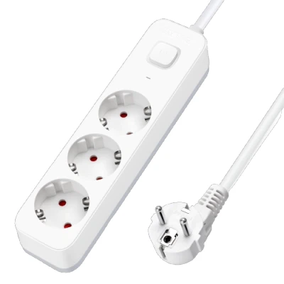Imagen de Aigostar Regleta Enchufes de 3 Enchufes, Alargador Enchufe Metros con Interruptor, Blanco