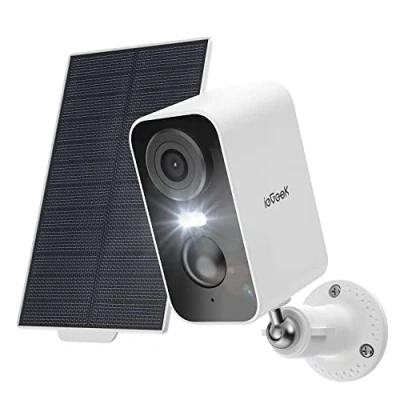Imagen de ieGeek Cámara Vigilancia WiFi Exterior Solar, 2K Camaras de sin Cables, Batería Incorporada, Visión Nocturna en Color, Detección Movimiento Humano PIR, Audio 2 Vias, Compatible Alexa
