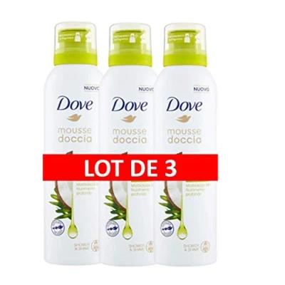Imagen de DOVE: espuma de ducha extragrasa al aceite coco, 200 ml, 3 envases