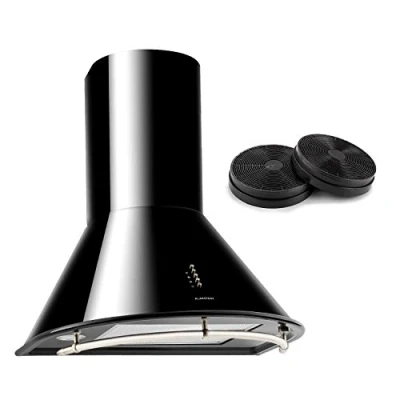 Imagen de Klarstein Lumio Neo Campana extractora retro Extractor de humos, pared, 610 m3/h, 3 niveles, Iluminación los fogones, Acero inoxidable, 2 filtros carbono activo, Negro