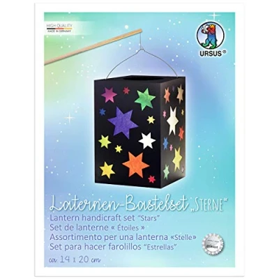Imagen de Ursus Craft Set Stars, Blanco y Tapa Base de Tarjetas fotográficas Negras 300 g/m Hojas Papel Transparente en 10 Colores, Linterna acabada Aprox. 14 x 20 cm (2340099)
