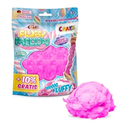 Imagen de CRAZE Fluffy Mellow Slime Esponjoso, Suave y Fácil de Estirar, Juguete para Aliviar el Estrés en Bolsa 25 gr, Manualidades Niños, Surtido 4 Colores