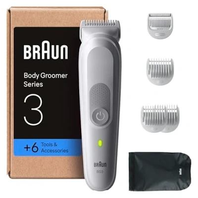Imagen de Braun Recortadora Corporal Series 3 BG3575, +6 Accesorios De Rasurado, Con SkinGuard, 80 Min Autonomía, Suave En Áreas Sensibles, Afeita Y Recorta, Resistente Al Agua, Gris