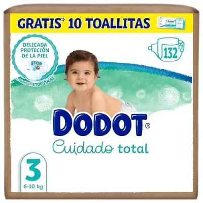 Imagen de Dodot Cuidado Total Pañales Talla 3, 132 Pañales, 6kg 10kg, Protección Delicada De La Piel