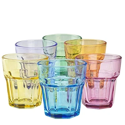 Imagen de TREND FOR HOME 6 Vasos Cocktail Juego de Colores 280 ml Vidrio Cristal Agua para Helados Tumbler Vaso Smoothie Color Gigi Rainbow Blast