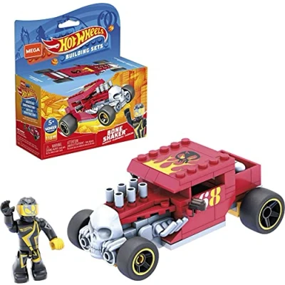 Imagen de Mega Construx Hot Wheels Bone Shaker Coche de juguete bloques construcción, incluye figura, para niños +5 años (Mattel GVM29)