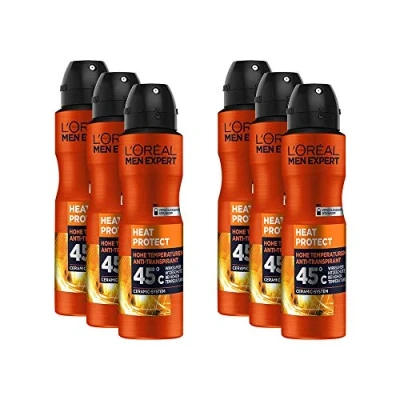 Imagen de Desodorante L&#039;Oréal Men Expert Heat Protect, 6 unidades, protege contra el sudor y los olores ayuda a controlar la formación de hasta 45 C (6 x 150 ml)