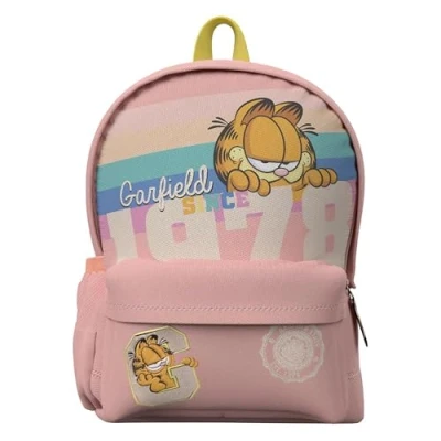 Imagen de CyP Brands Garfield Mochila, Mochila juvenil, Adaptable a carro, Color rosa, Producto Oficial
