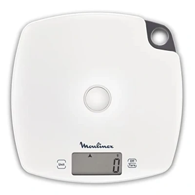 Imagen de Moulinex BN1000 Compliss Báscula de cocina, capacidad hasta 5 kg, pantalla LCD, función Tara, gancho para colgar, color blanco