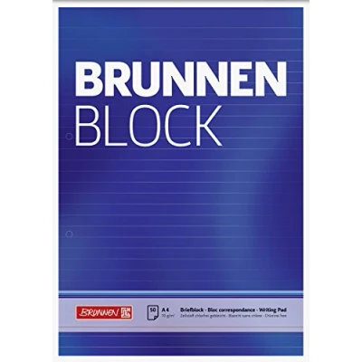 Imagen de Brunnen 1052757 Carta/bloc de notas/la fuente bloque (A4, rayas, 50 hojas, 70 g/m², 2 orificios)