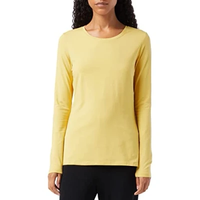 Imagen de Amazon Essentials Camiseta de Cuello Caja, Manga Larga y Ajuste Clásico (Disponible en Tallas Grandes) Mujer, Amarillo Oscuro, XXL