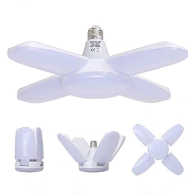 Imagen de SAUGLAE Bombillas LED para Garaje, E27 Deformable 60W 6800LM, Blanco Cálido 3000K, Garaje con 4 Paneles Ajustables Almacén, Taller, Sótano (Pack of 1)