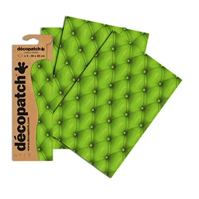 Imagen de Décopatch C618O Une pochette de 3 feuilles papier imprimé 30x40 cm, Capitons verts