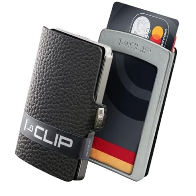 Imagen de I Clip Original Mini Billetera con para Dinero Delgada de Cuero Premium Tarjetero Pure Negro