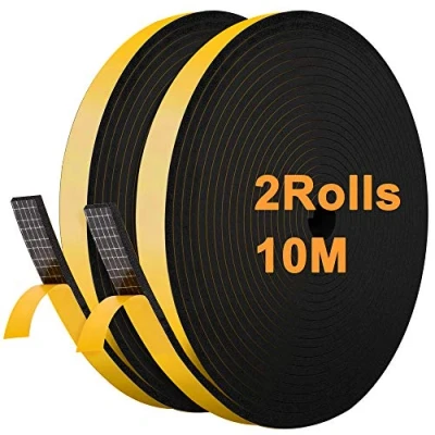 Imagen de JEMESI Tira de Sellado Junta 12 mm (W) * 6 (H) 10 m (L), Tiras Autoadhesivas Prova di collisione y Aislamiento Acústico para Grietas Espacios (Negro)