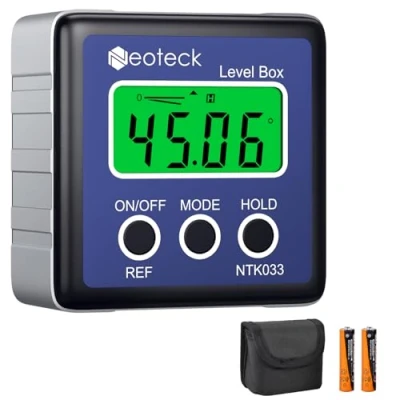 Imagen de Neoteck Inclinometro Digital 4 * 90Buscador de Ángulo Carcasa Aluminio con Luz Fondo y Indicador Batería Baja Métodos Medición Inclinómetro Base Magnética% mm/m, IN/FT