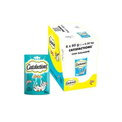 Imagen de Mars Catisfactions Premios para Gatos, Sabor Salmón (Pack de 6 x 60g)